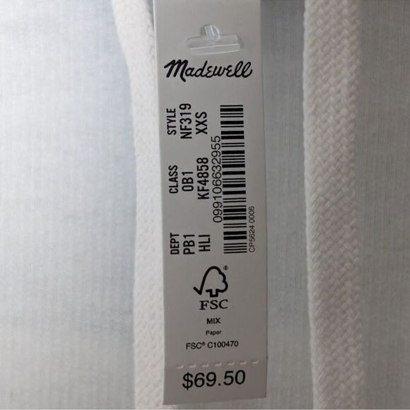 Madewell Skyterry Lightweight Hoodie Colorblock White and Blue Sweatshirt - Picture 8 of 9